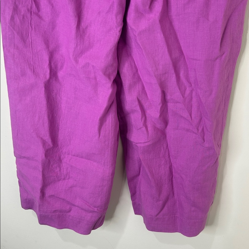 J. JILL LOVE LINEN Wild Orchid Lilac Wide Leg Cropped Pants Size Medium - Picture 13 of 16